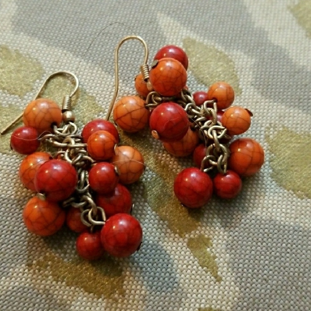 Bead cluster dangle earrings